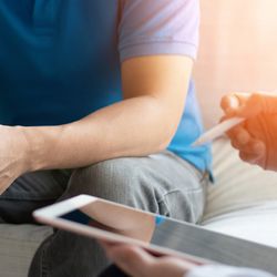 Men's health disease, on prostate cancer or mental illness concept with male patient having consultation with doctor